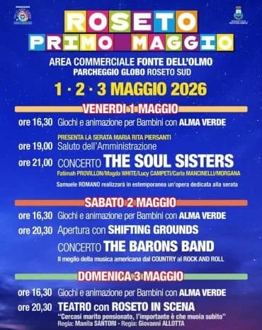 Roseto si accende per il Primo Maggio: tre giorni di grande musica, spettacolo e divertimento a Fonte dell’Olmo