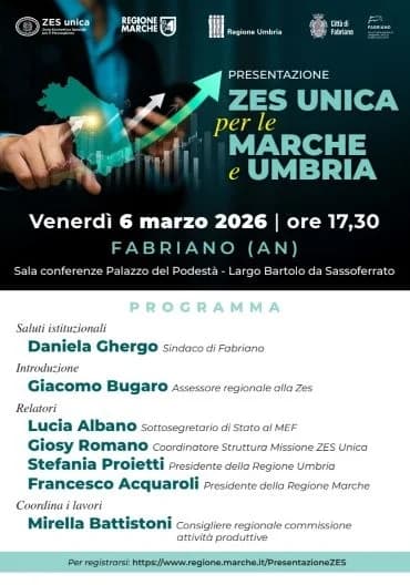 ZES UNICA PER MARCHE E UMBRIA – IL 6 MARZO A FABRIANO L’EVENTO DI PRESENTAZIONE