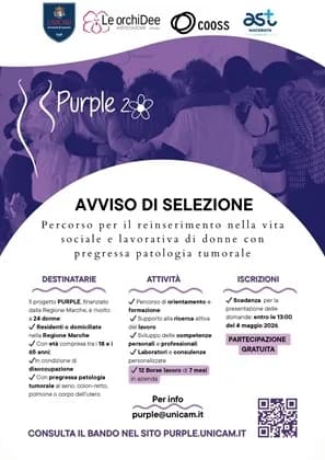 “Purple 2.0”: al via nelle Marche il progetto gratuito per il reinserimento lavorativo delle donne dopo una malattia oncologica