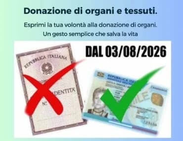 Solidarietà e generosità, con la nuova carta d'identità elettronica si può esprimere la volontà di donare organi e tessuti