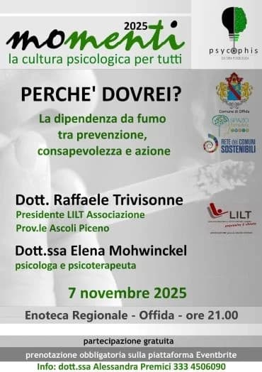 Offida, incontro PsycOphis dedicato alla dipendenza da fumo