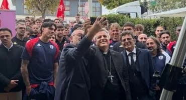 Ascoli Piceno - Giocatori e dirigenti di Ascoli e Sambenedettese a pranzo insieme: merito del vescovo