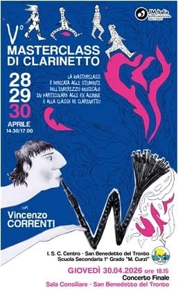LA STAGIONE DEI CONCERTI OSPITA  IL CONCERTO FINALE DELLA MASTERCLASS DI CLARINETTO  DELLA SCUOLA SECONDARIA CURZI AD INDIRIZZO MUSICALE