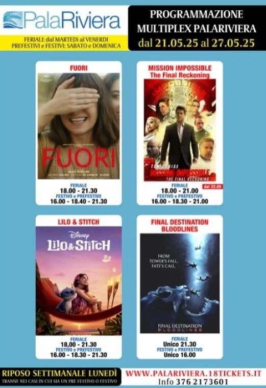 Nuova programmazione settimanale del Multiplex PalaRiviera di San Benedetto del Tronto